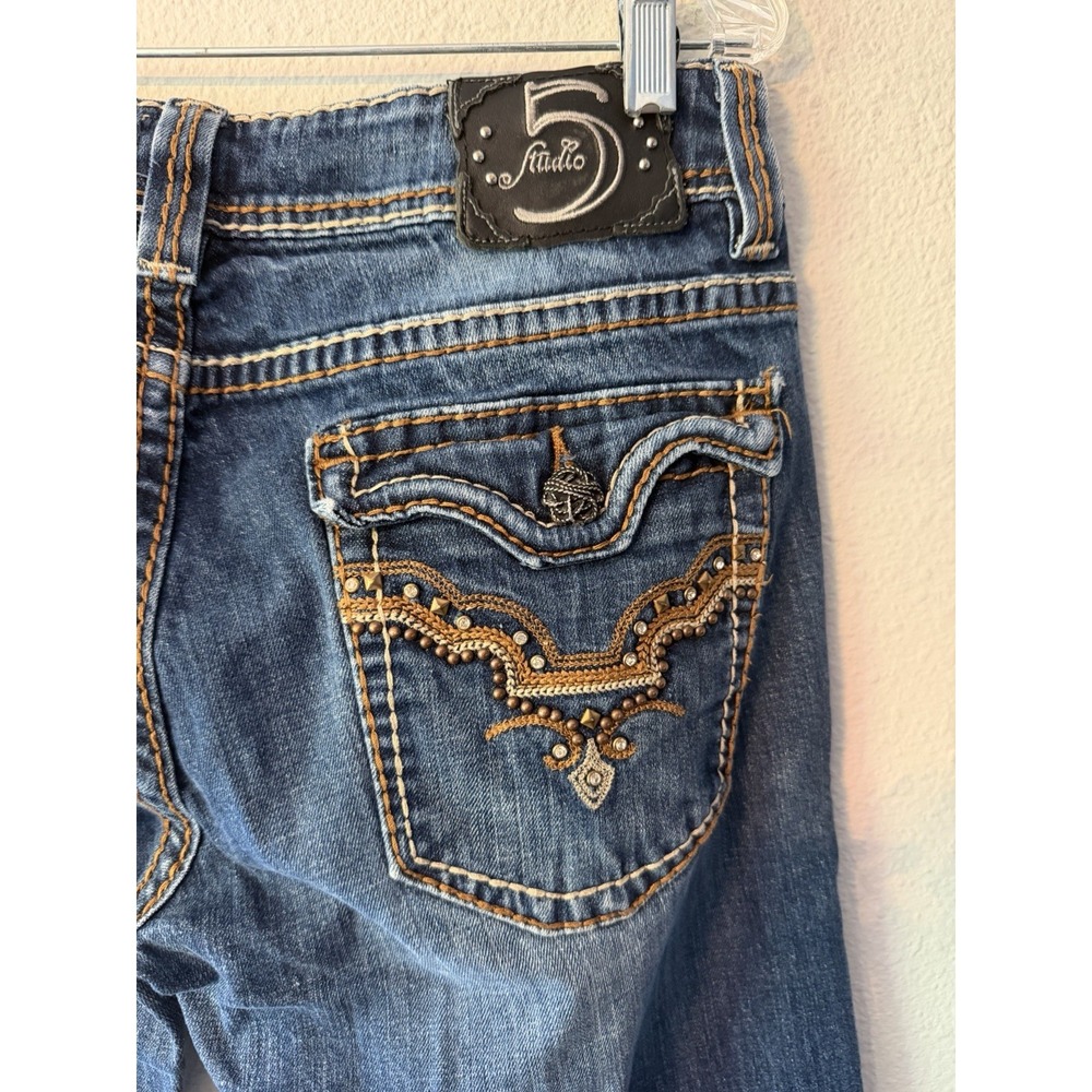 VTG Women's STUDIO 5 Jeans Boot Cut Pocket Bling Denim Limited edition Size 32